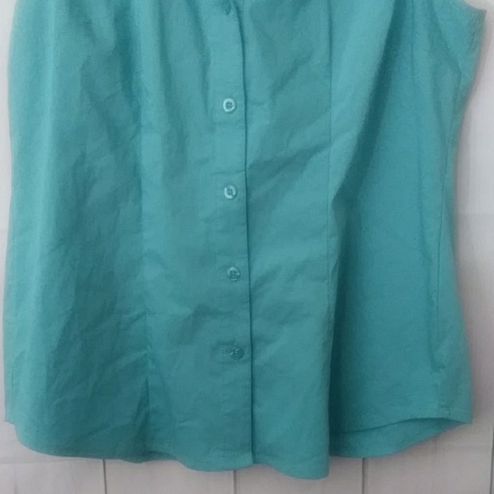 Covington Teal Button Down Blouse Small - image 4